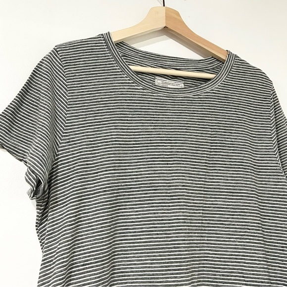 Current/Elliott The Beatnik Cotton Tee Dress in Racer Stripe Gray White L - Picture 4 of 7